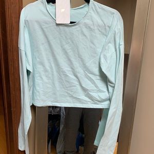 Cropped long sleeved tee, mint green